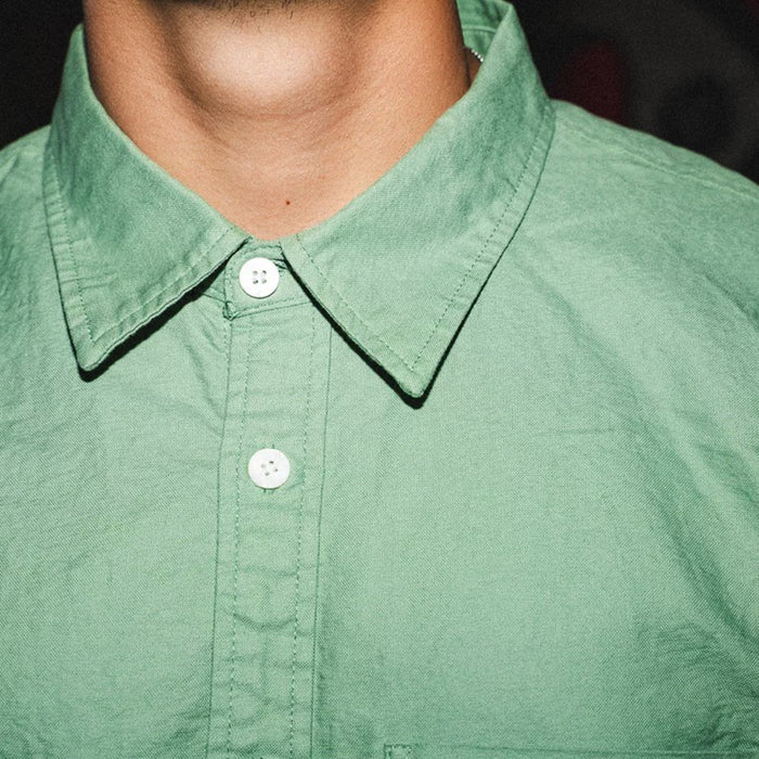 TACTICS（タクティクス）| TRADEMARK S/S SHIRT / SLATE GREEN OXFORD | スノーボード・スケートボードのTACTICS JAPAN