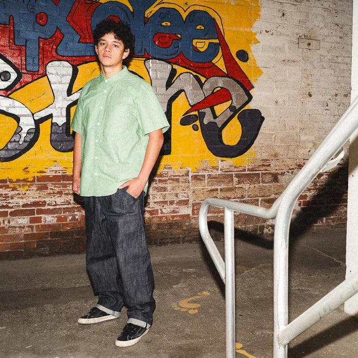 TACTICS（タクティクス）| TRADEMARK S/S SHIRT / SLATE GREEN OXFORD | スノーボード・スケートボードのTACTICS JAPAN