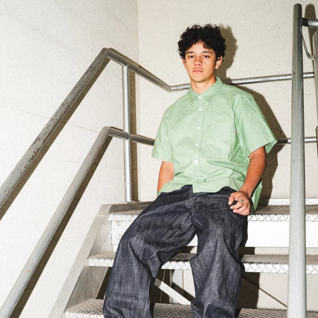 TACTICS（タクティクス）| TRADEMARK S/S SHIRT / SLATE GREEN OXFORD | スノーボード・スケートボードのTACTICS JAPAN