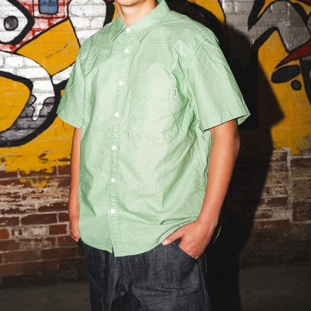TACTICS（タクティクス）| TRADEMARK S/S SHIRT / SLATE GREEN OXFORD | スノーボード・スケートボードのTACTICS JAPAN